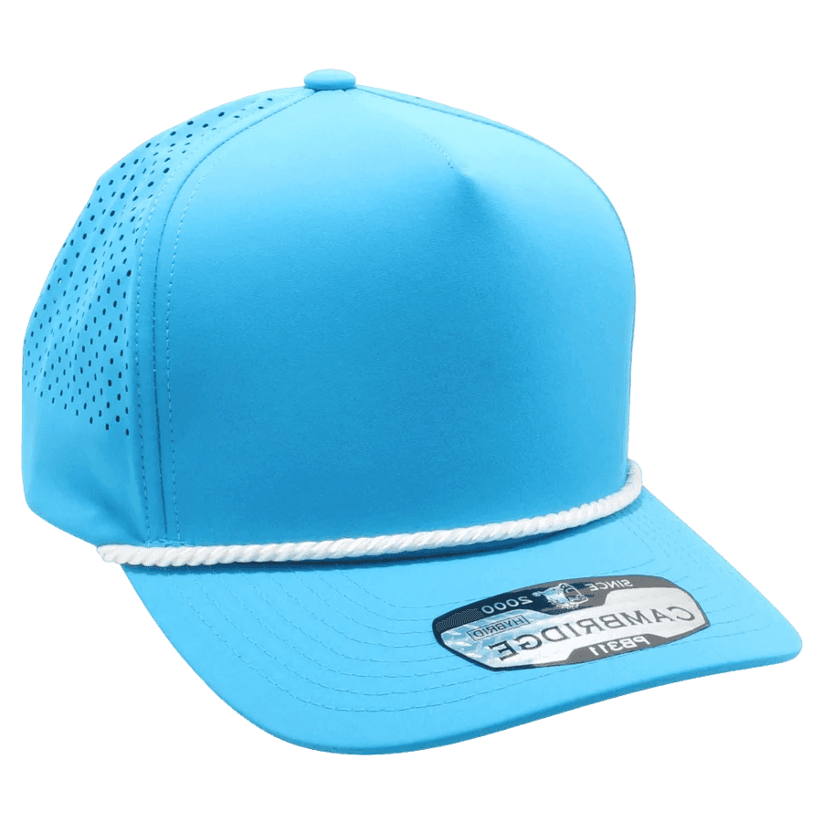 Hybrid 5 Panel Perforated Rope in Aqua / White, front